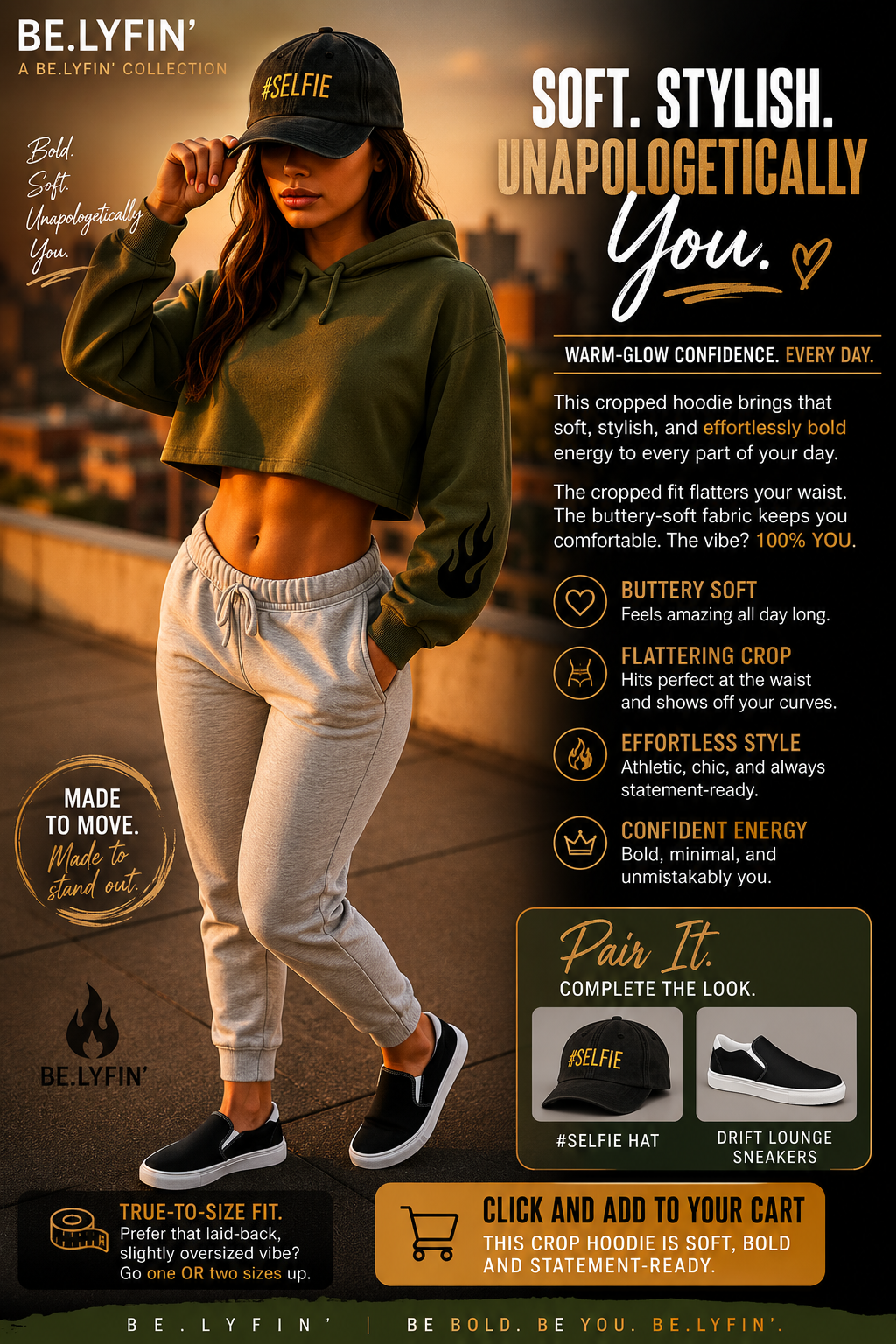 Feelin'Good! GhostFlame EmberFlex Crop Hoodie