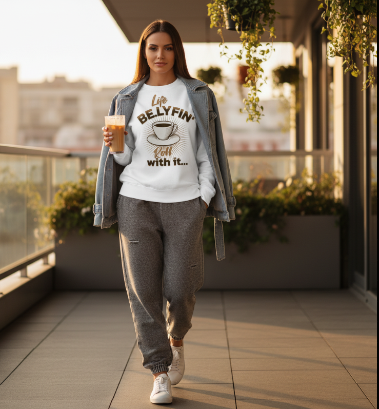 Sudadera unisex de cuello redondo Life Be.Lyfin'™ — ¡Sigue adelante!